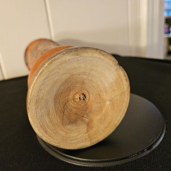 Vintage Hand Carved Wooden Vase Bohemian Mid-century Modern 8" Two-tone - Picture 15 of 16